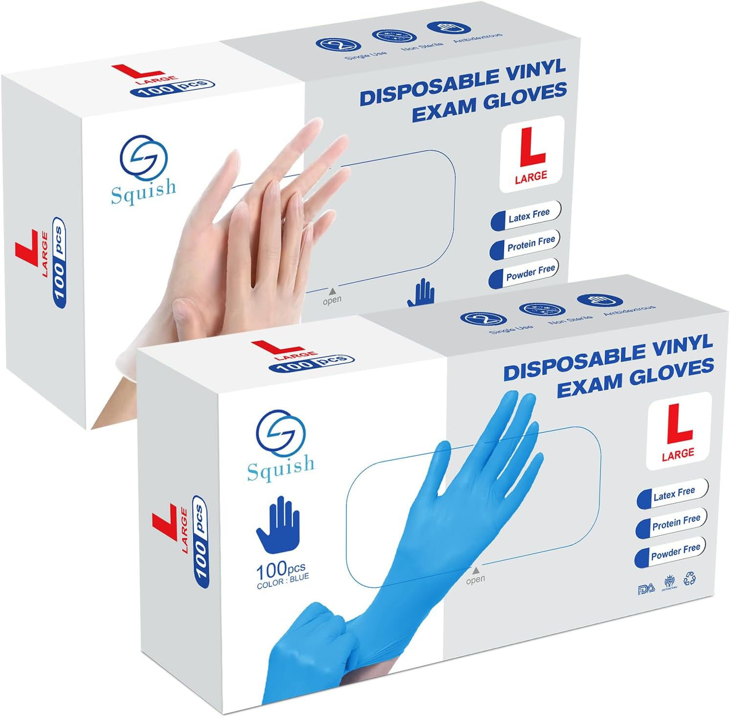 Guantes grandes transparentes y guantes grandes azules para cocina, cocina,