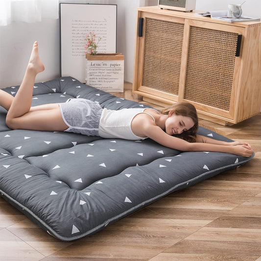 Colchón futón japonés gris de triángulo, tapete de tatami para piso, portátil...