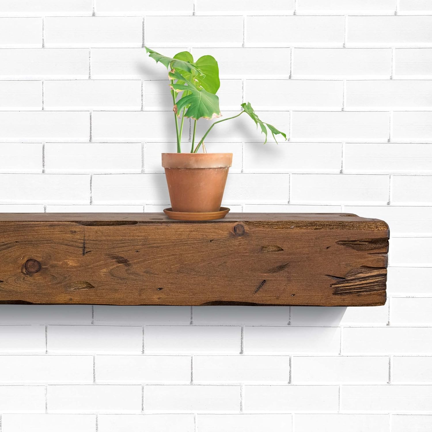 URBANDI - Repisa para chimenea, envejecida, rústica, flotante, moderna, madera...