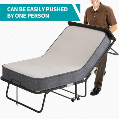 Cama plegable con colchón para adultos, cama plegable de 75 pulgadas de largo x