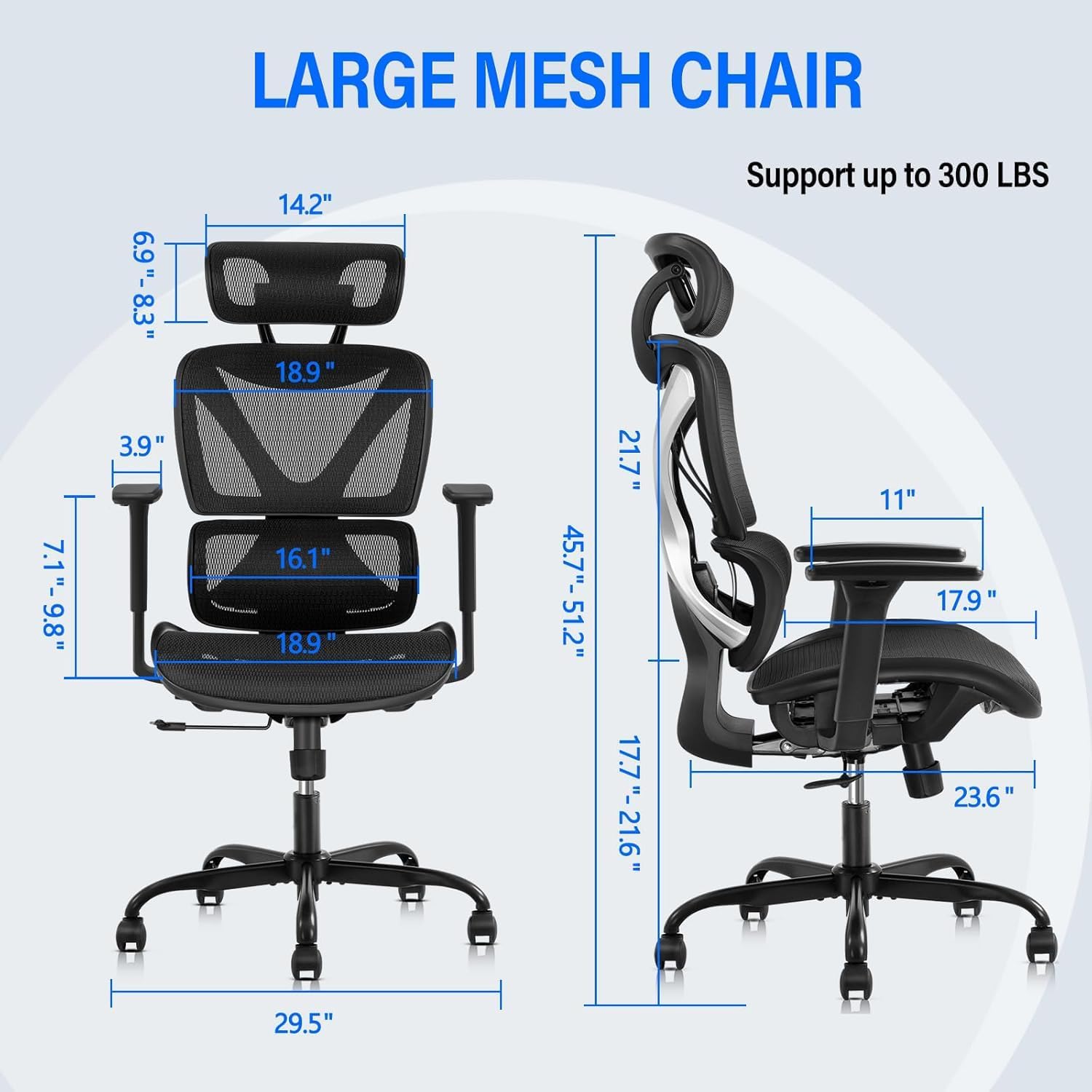 GABRYLLY Silla de oficina ergonómica con soporte lumbar, sillas de malla...