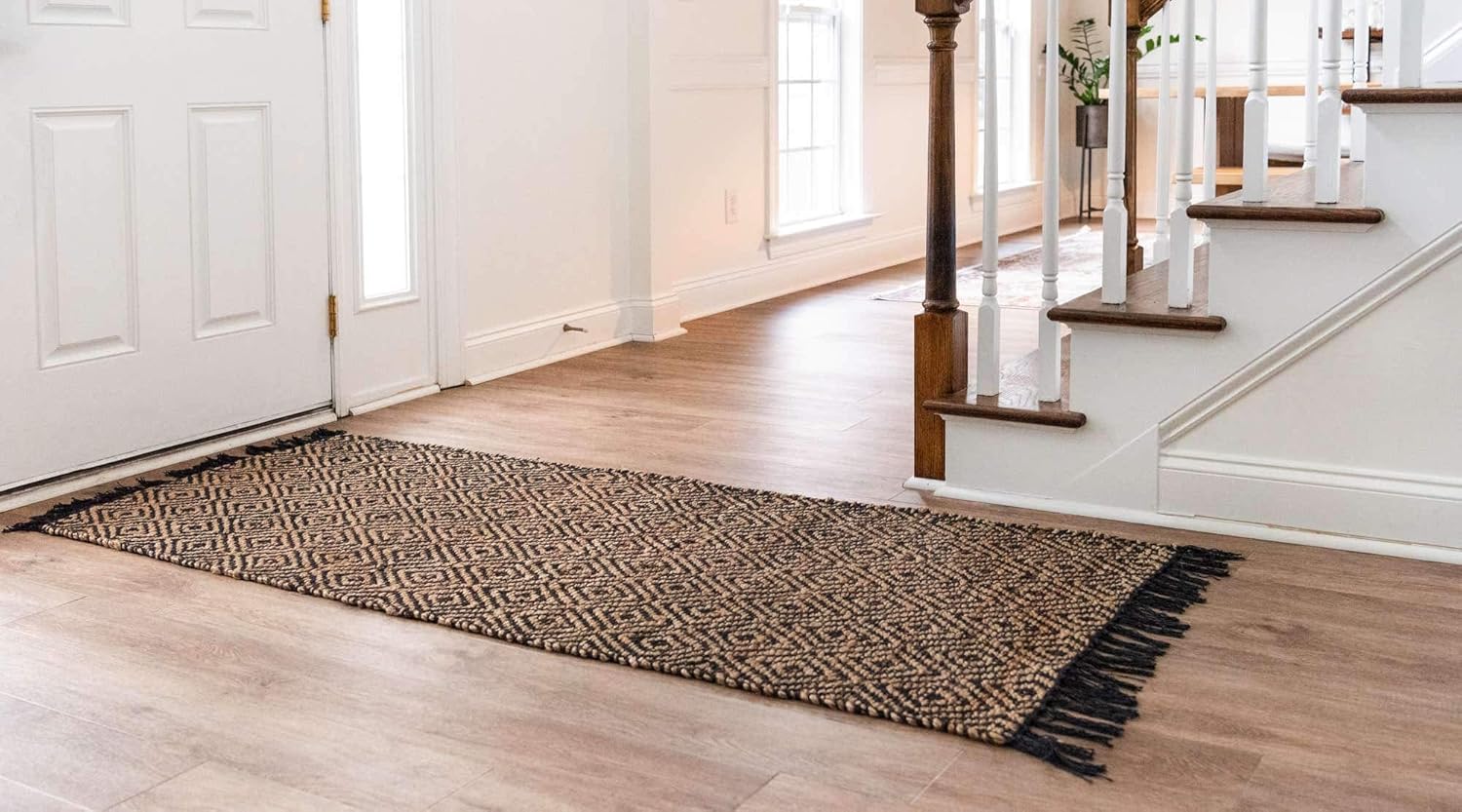 Unique Loom Alfombra trenzada colección de yute - Assam (2' 7" x 6' 1" camino,...