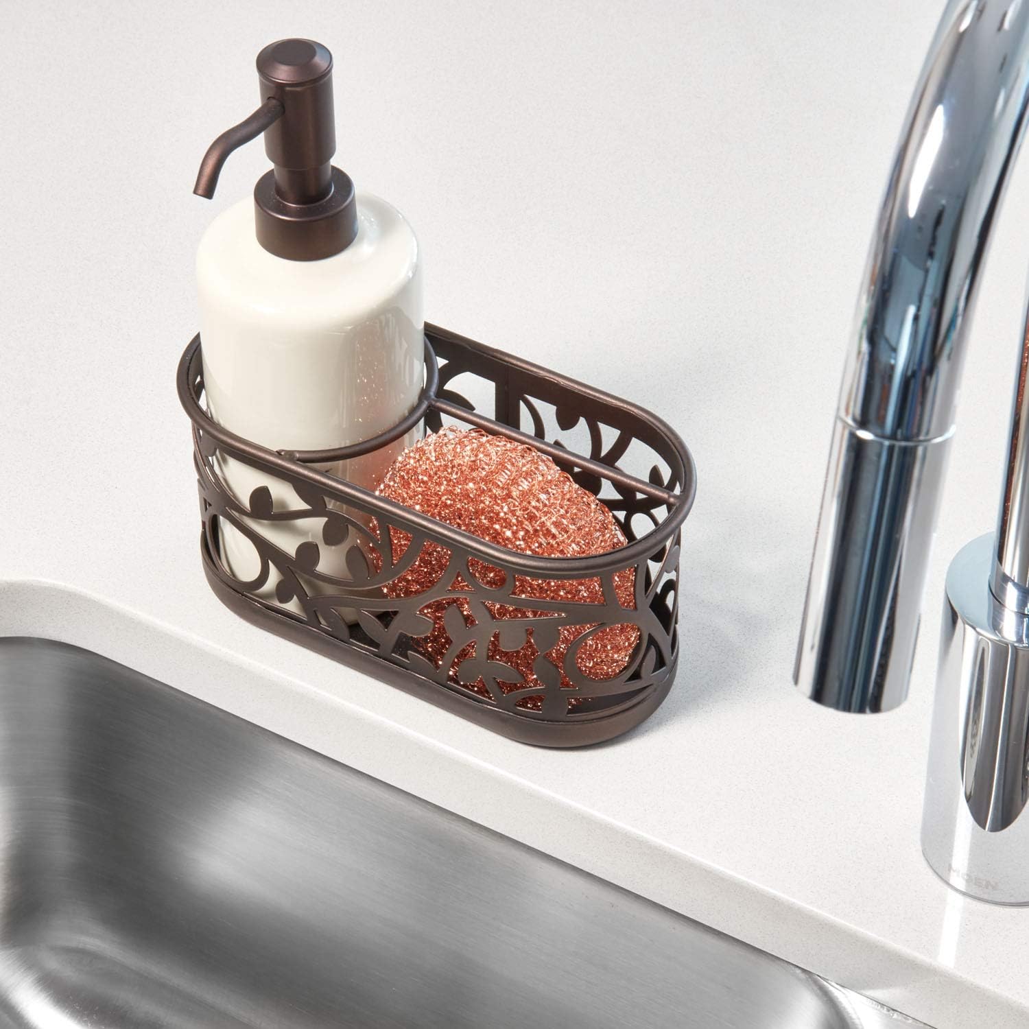 iDesign - Juego de dispensador de jabón de baño de cerámica con bomba de jabón...