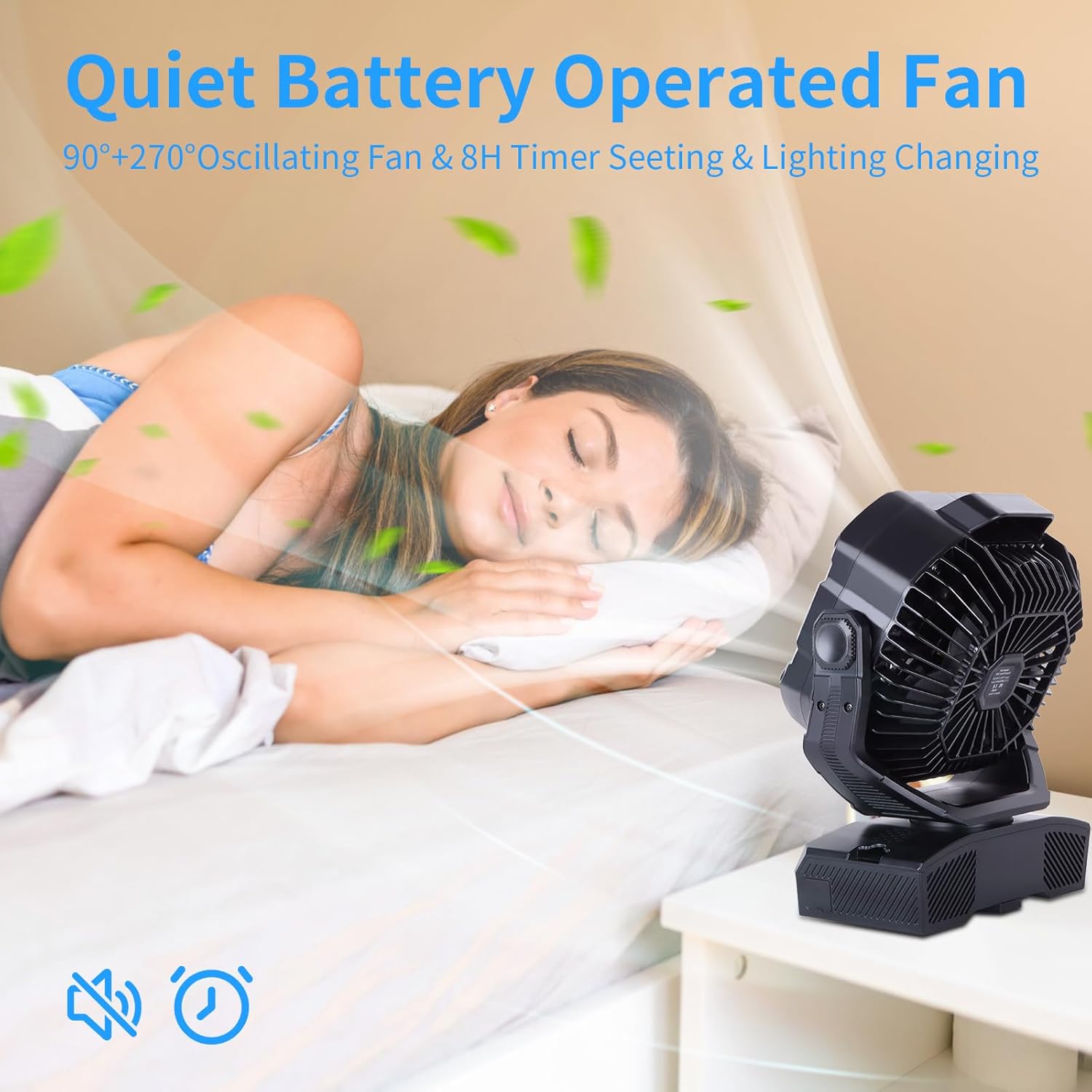Ventilador de campamento de 20000 mAh recargable con batería para exteriores,...