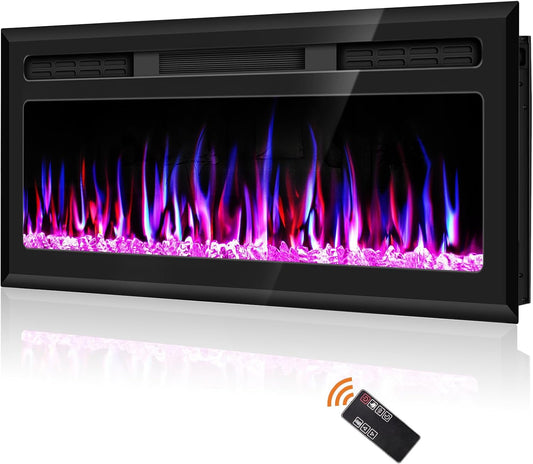 Chimenea eléctrica de 50 pulgadas, chimenea lineal montada en la pared y...