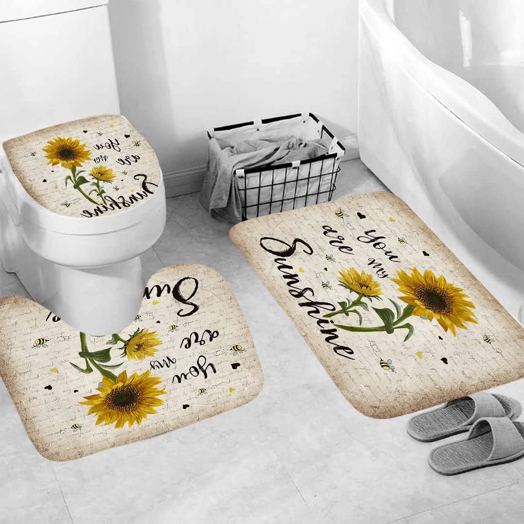 Juego de cortinas de ducha de baño, 5 piezas, cortina de baño de tela...