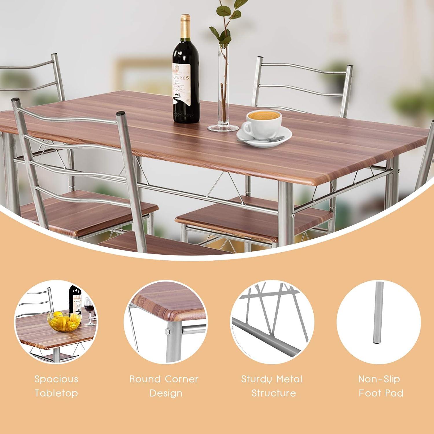 Moderno juego de mesa de comedor de 5 piezas para 4 sillas, muebles de cocina