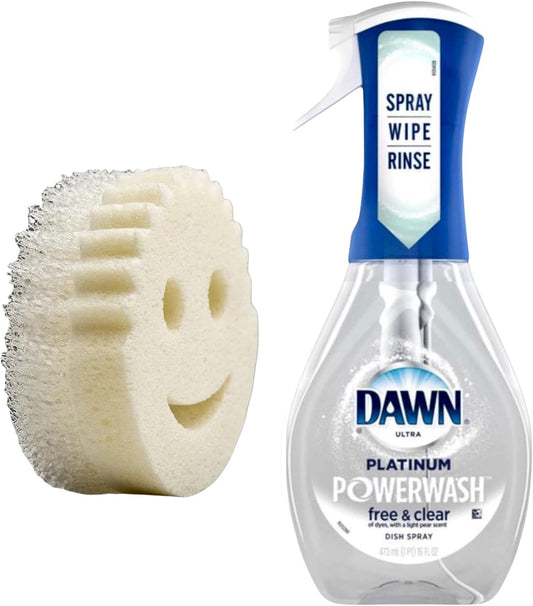 Dawn Platinum POWERWASH Esponja sin aerosol y transparente con esponja Scrub