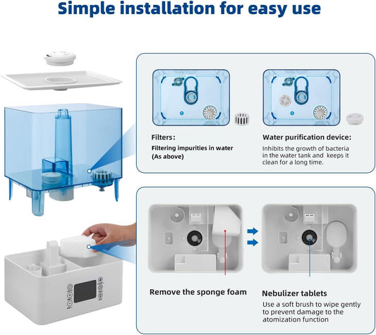 Humidificadores de 6 L para dormitorio, humidificadores ultrasónicos de niebla