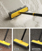 Cepillo de limpieza de suelo con mango de 60 pulgadas de largo, escoba 2 en 1