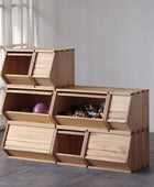 Cofres apilables de madera maciza, contenedores con tapas, caja de juguetes...