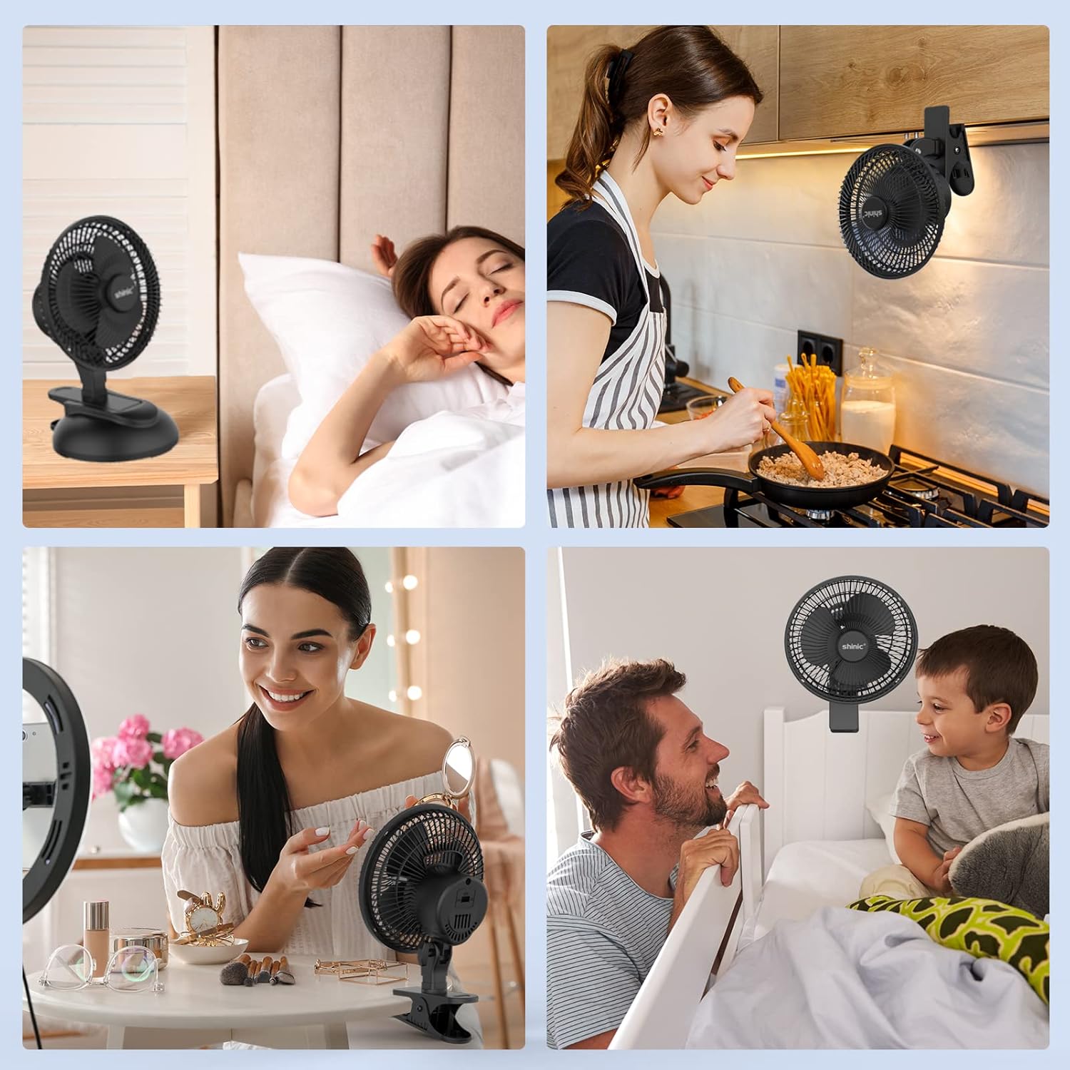 shinic Ventilador de clip de 6 pulgadas con abrazadera fuerte, potente flujo de...