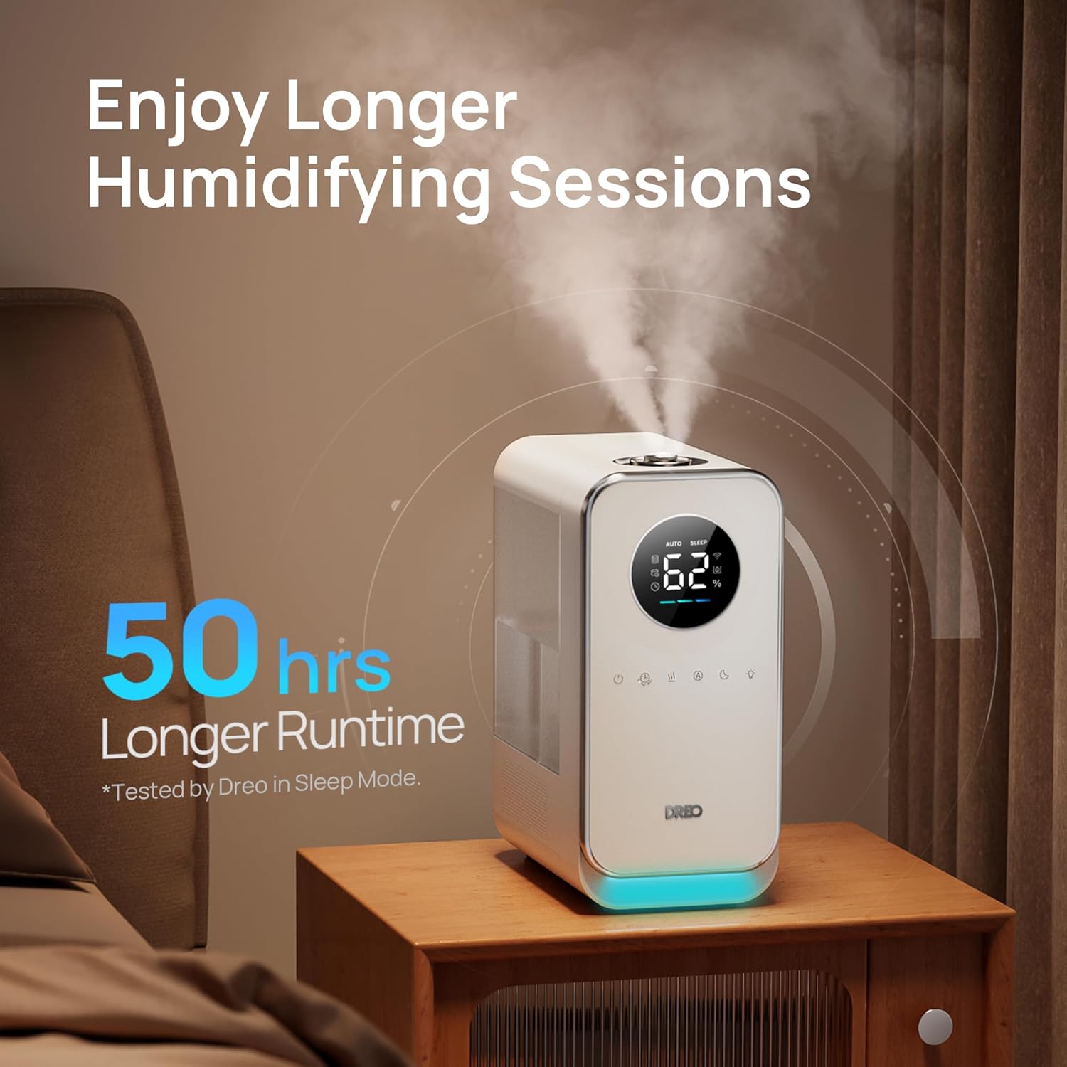 Dreo Humidificadores para dormitorio, humidificador inteligente silencioso de...