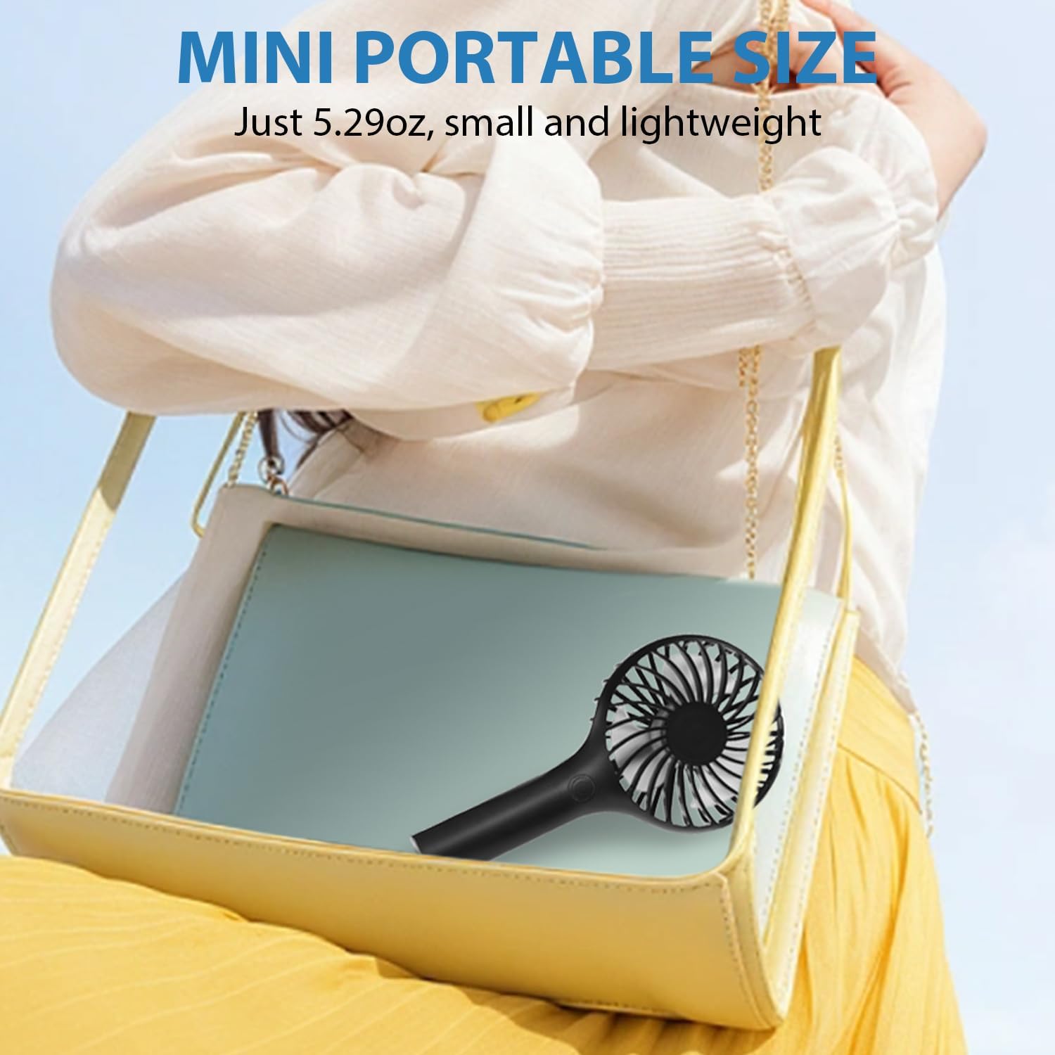 RJVW Ventilador de mano portátil, mini ventilador portátil de 3 velocidades,...