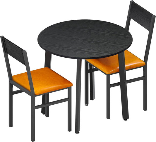 HOMOOI Juego de mesa de comedor de 3 piezas para 2, mesa de cocina redonda