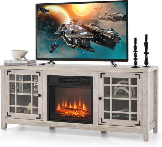 GOFLAME Soporte de TV con chimenea de 58 pulgadas para televisores de hasta 65...