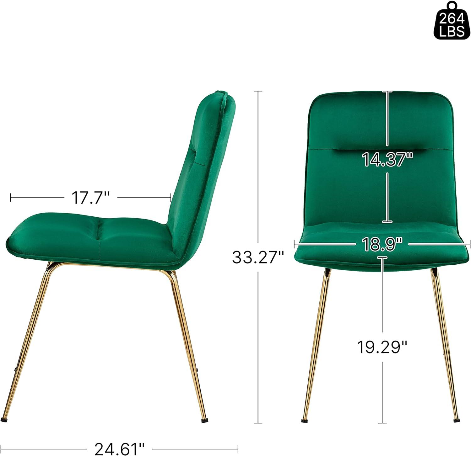 Juego de 2 sillas de comedor tapizadas de terciopelo, modernas sillas laterales