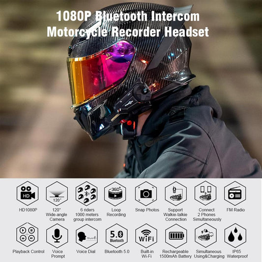 Auriculares de motocicleta E1 casco intercomunicador FreedConn R1 Plus
