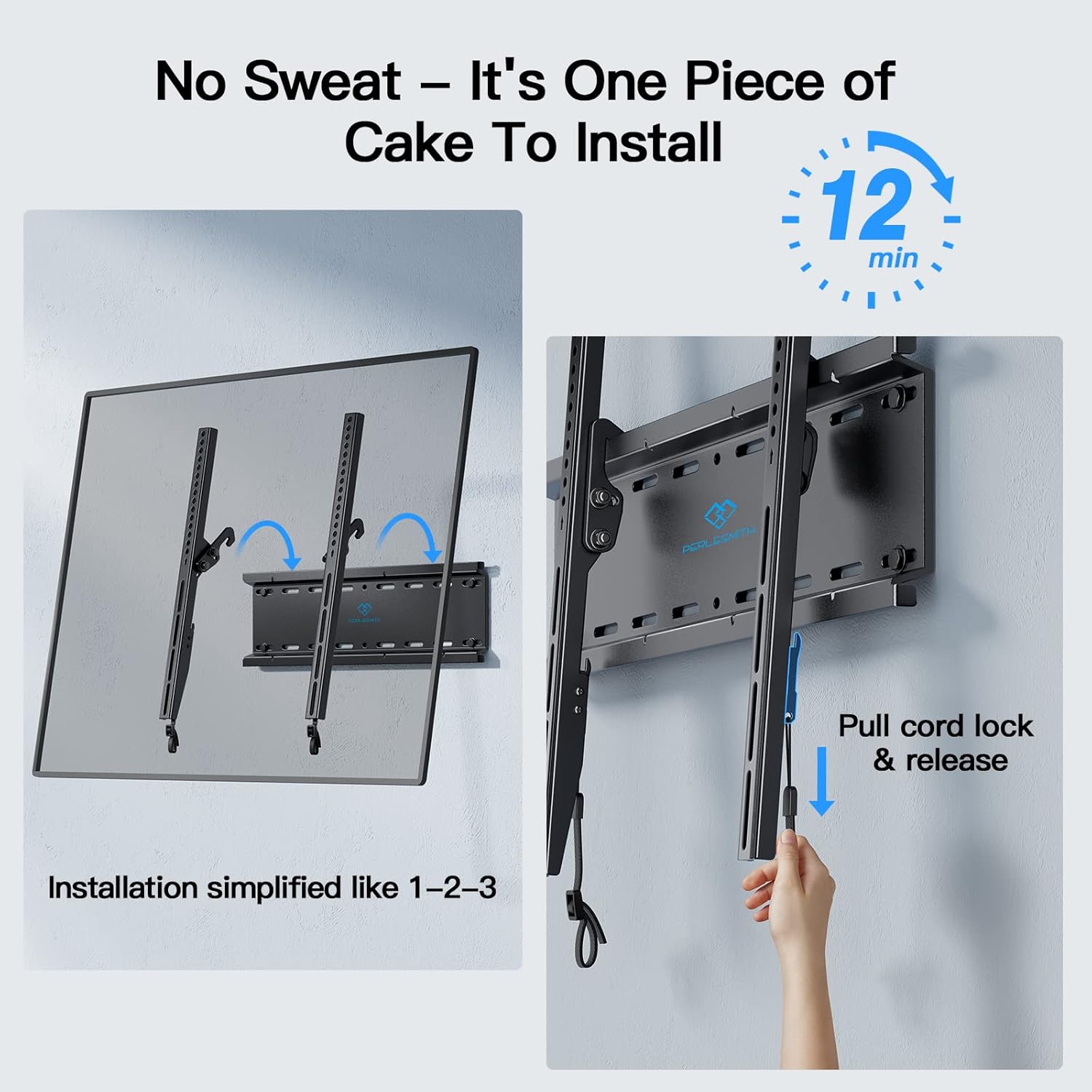 PERLESMITH - Soporte de pared reclinable para TV pantalla plana, LED, LCD, OLED...
