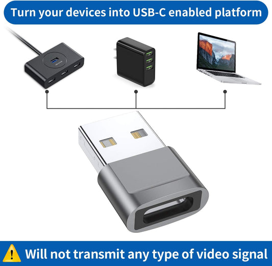 Adaptador USB C hembra a USB macho (paquete de 4), convertidor de cargador tipo...