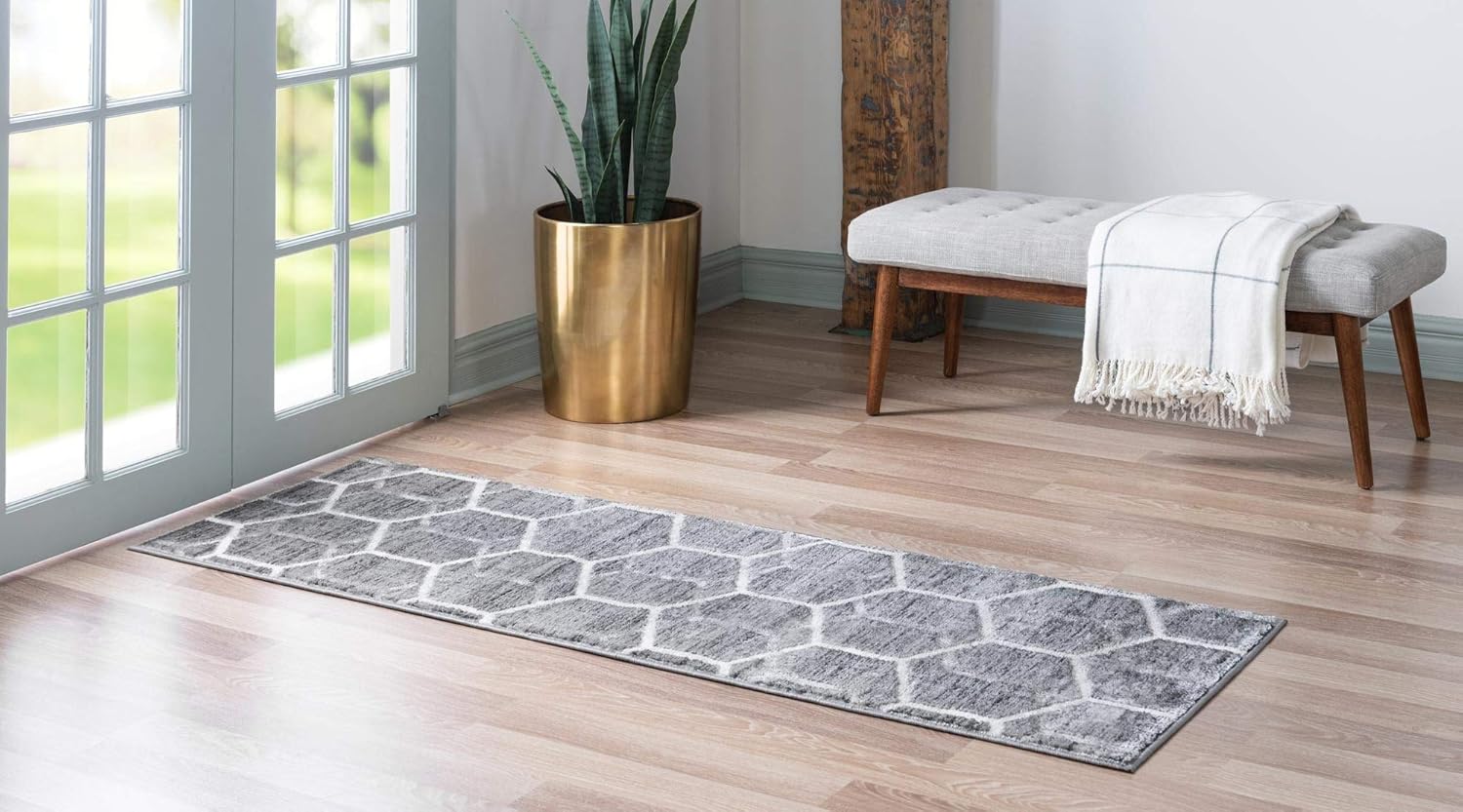 Unique Loom Matrix Trellis Collection - Alfombra de área con azulejos (2 pies 7...