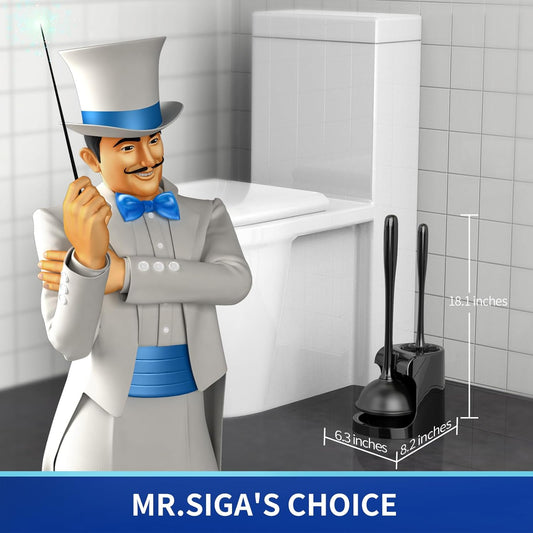 MR.SIGA Combo de émbolo de inodoro y cepillo para limpieza de baño, negro, 1...