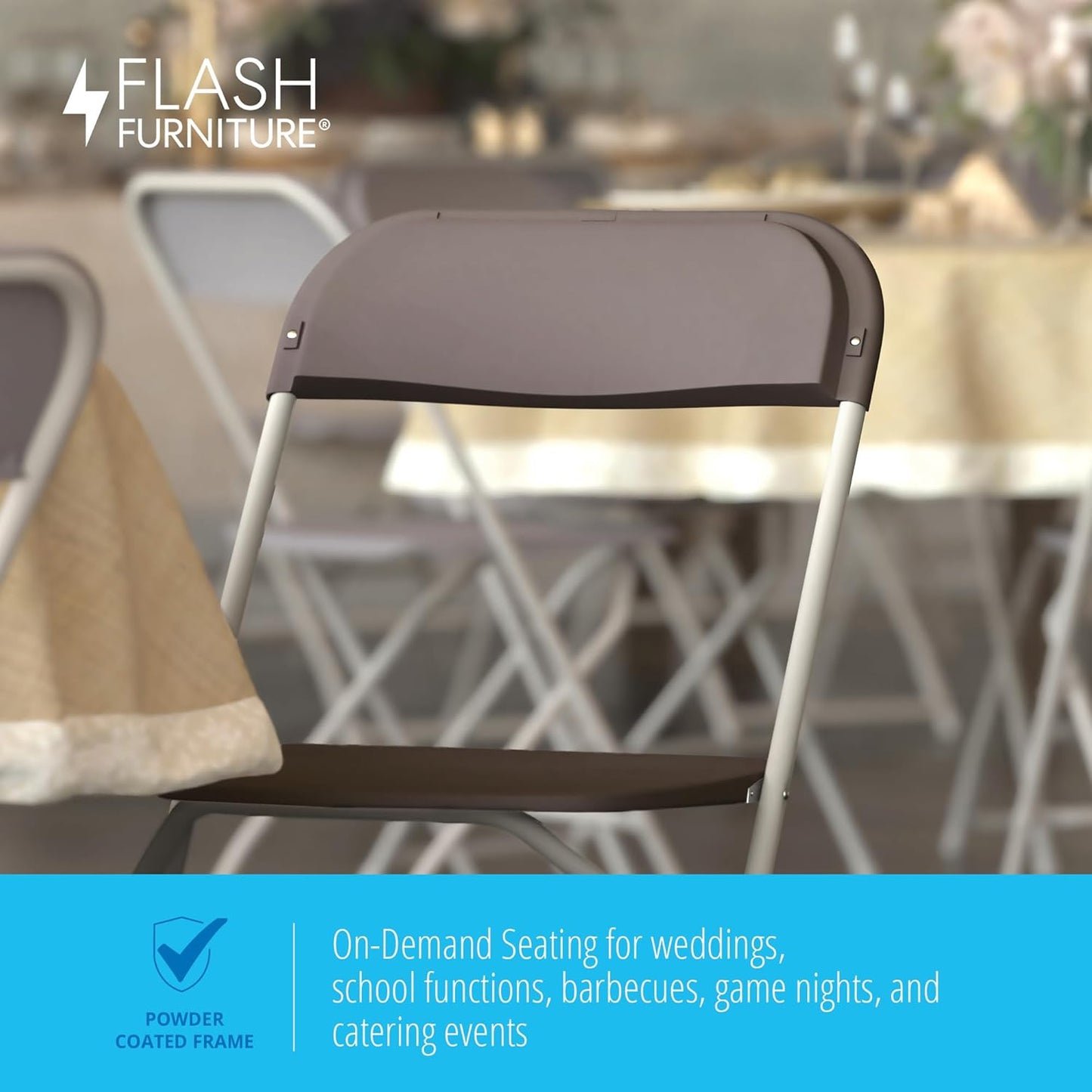 Flash Furniture Hercules - Silla plegable de plástico, color marrón (paquete de...