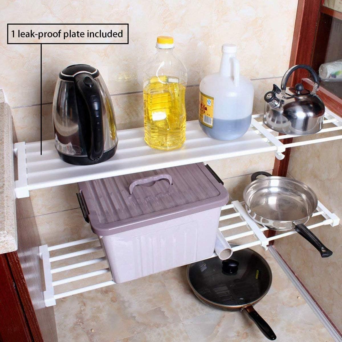 Organizador de estante ajustable, estante extensible y barra de armario sin...