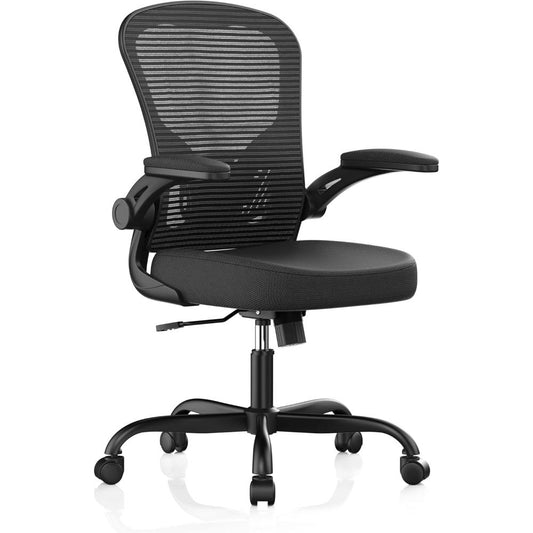 Silla de oficina Synorla Negro con reposabrazos abatibles