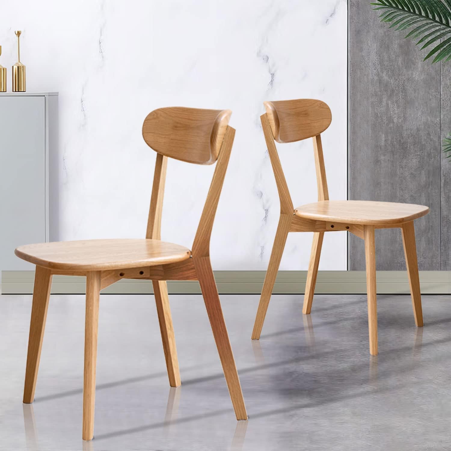 Sillas de comedor 100% madera de roble macizo, prácticas sillas de cocina para