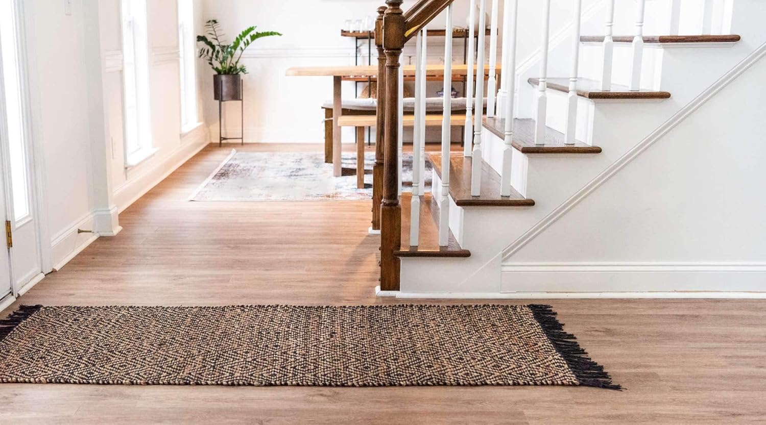 Unique Loom Alfombra trenzada colección de yute - Assam (2' 7" x 6' 1" camino,...