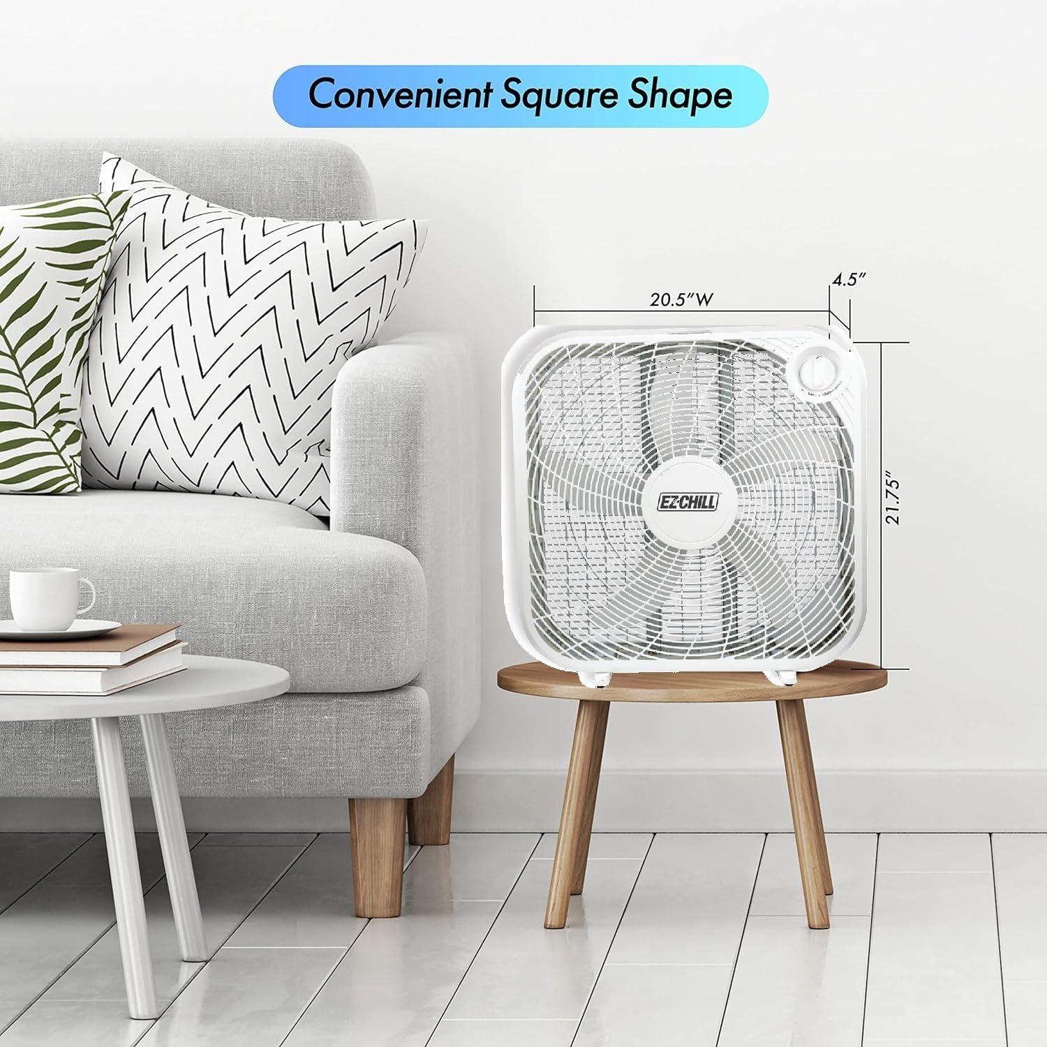 Ventilador de caja de 3 velocidades de 20" con asa de transporte para