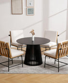 Mesa de comedor redonda de madera maciza, mesa de cocina moderna de mediados de