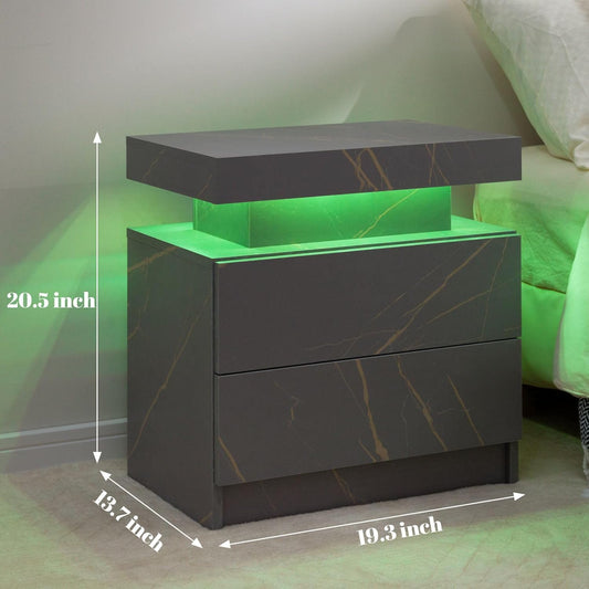 Mesita de noche LED para mesita de noche con luces LED, mesa auxiliar moderna...