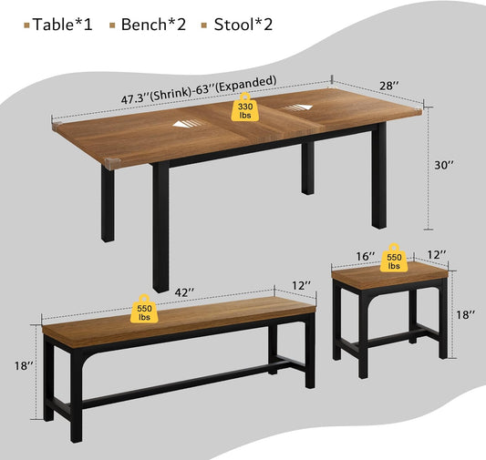 Juego de mesa de comedor de 5 piezas para 4-8 personas, juego de mesa de cocina