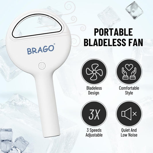 Brago Mini ventilador de mano sin aspas, ventilador de mano portátil,...