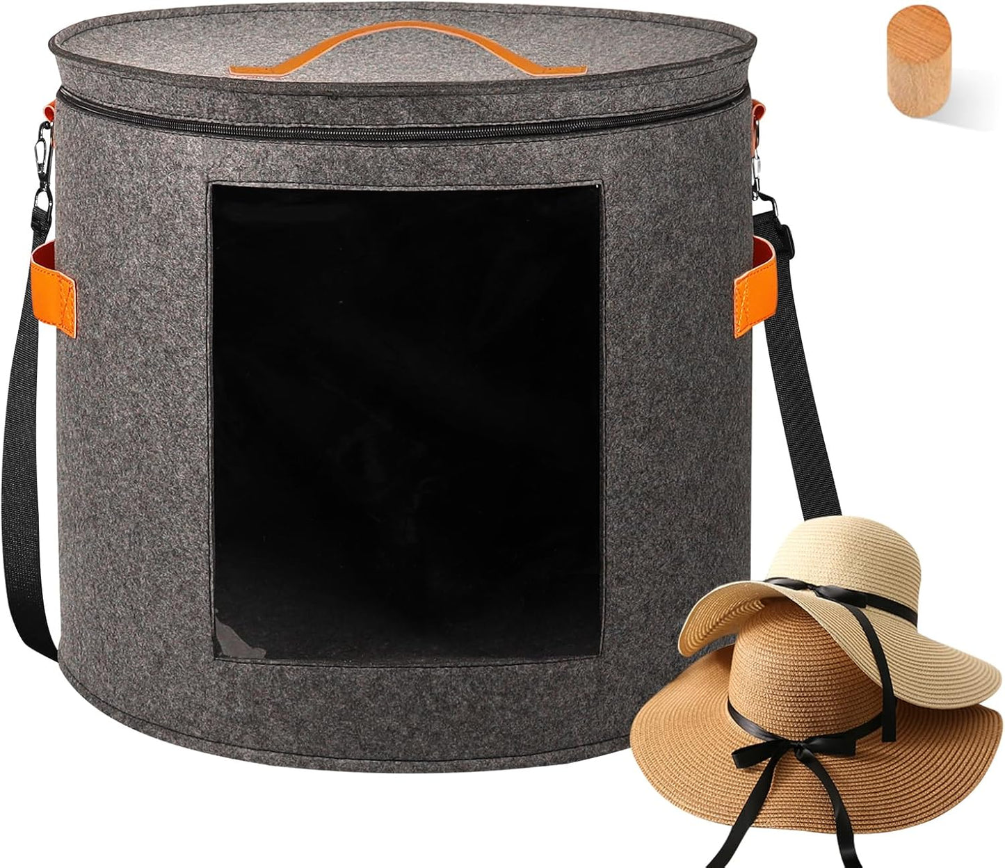 Oversized Hat Storage Box for Women & Men19" D x 17" H Cowboy Hat Boxes with 1...