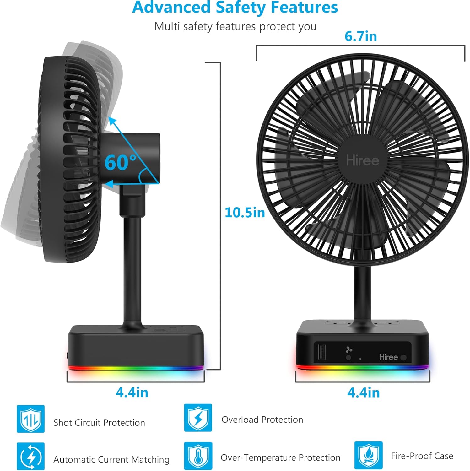 Ventilador de escritorio con puerto de carga USB, ventilador de mesa de...