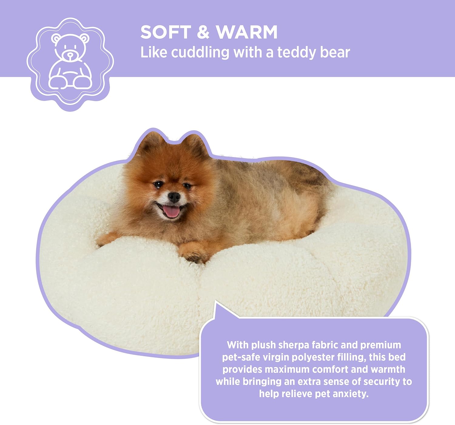 Lesure - Cama calmante para perros pequeños, cama redonda y esponjosa con forma...