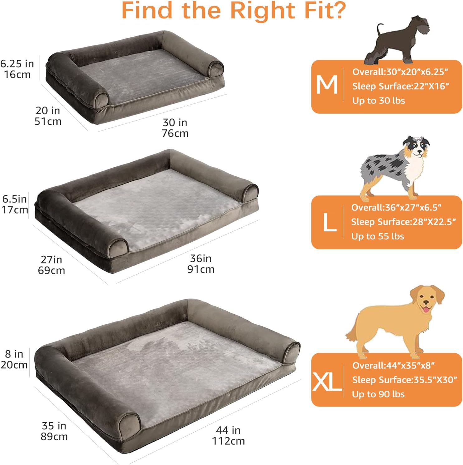 Tienda Basics Sofá ortopédico de espuma para sala de estar, cama para perros y...