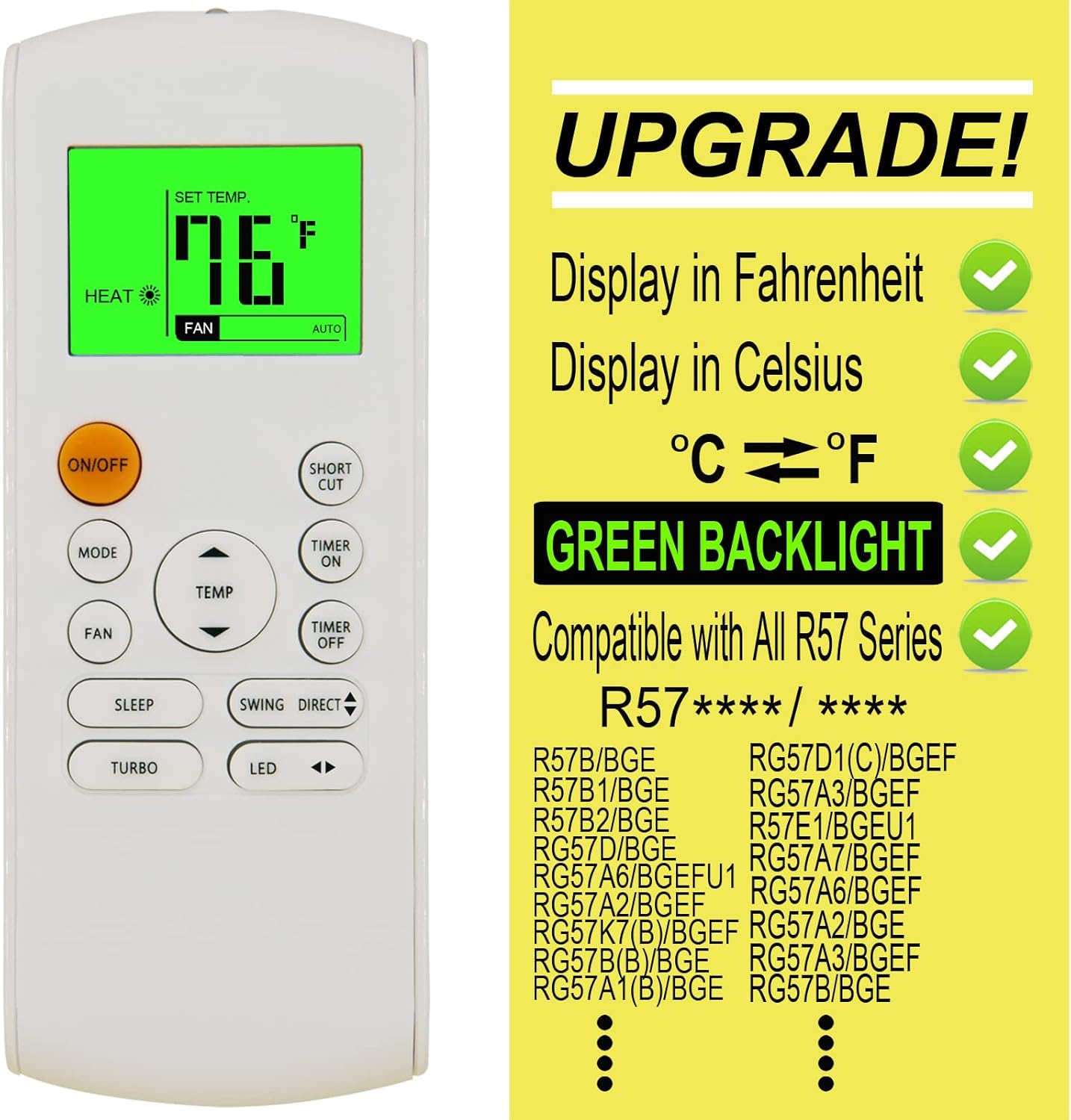 Mando a Distancia de Repuesto para Midea MUE-18HRFN1-QRD0 MUE-24HRFN1-QRD0...