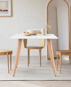 FurnitureR Mesa de comedor rectangular minimalista con patas redondas de madera...