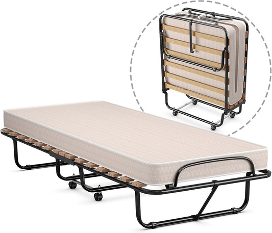 Camas plegables con colchón de espuma viscoelástica, cama plegable tamaño cuna