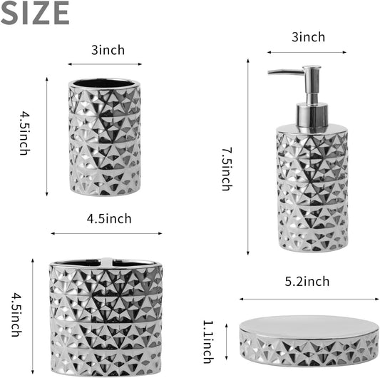 Juego de accesorios de baño plateados, juego completo de accesorios de baño de...