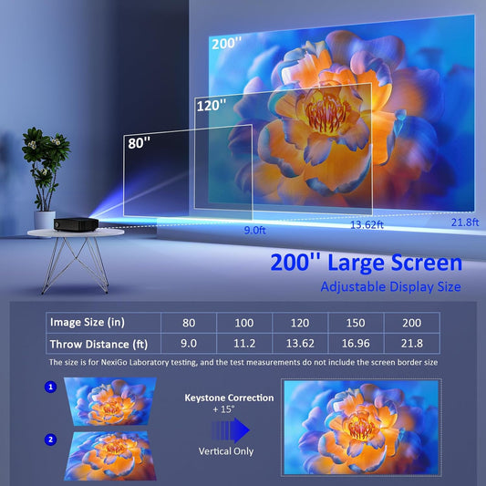 NexiGo Proyector para exteriores PJ20, proyector de películas con WiFi y...