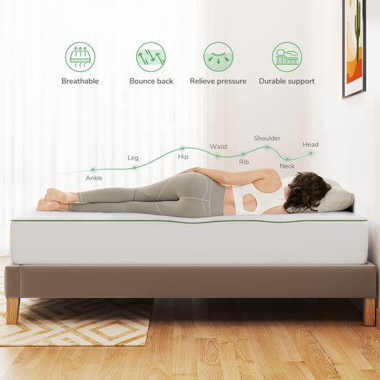 Colchón individual de espuma viscoelástica de gel de 10 pulgadas, tamaño