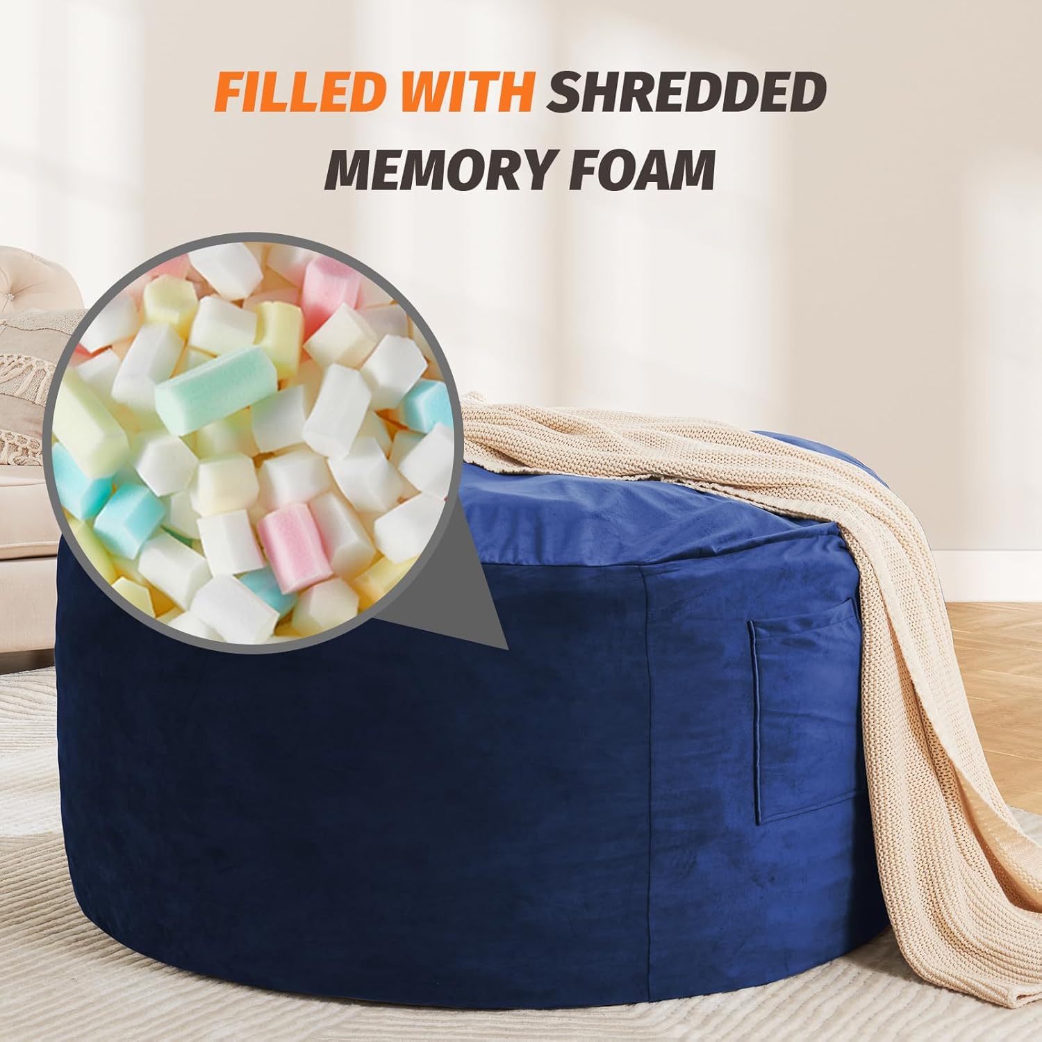 Puf para adultos  Mueble de espuma viscoelástica  Sofá para niños y...