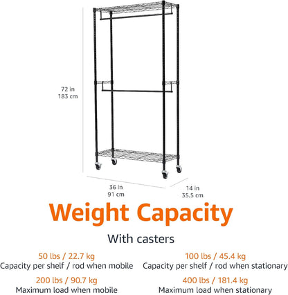 Tienda Basics WI-GAR1436B Estante organizador de armario con doble barra para