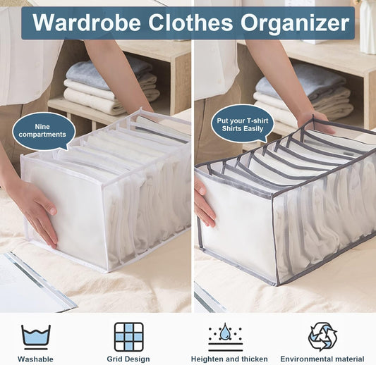 KesaPlan 2Pcs Wardrobe Clothes Organizer, 9Grids Visible Foldable Closet...