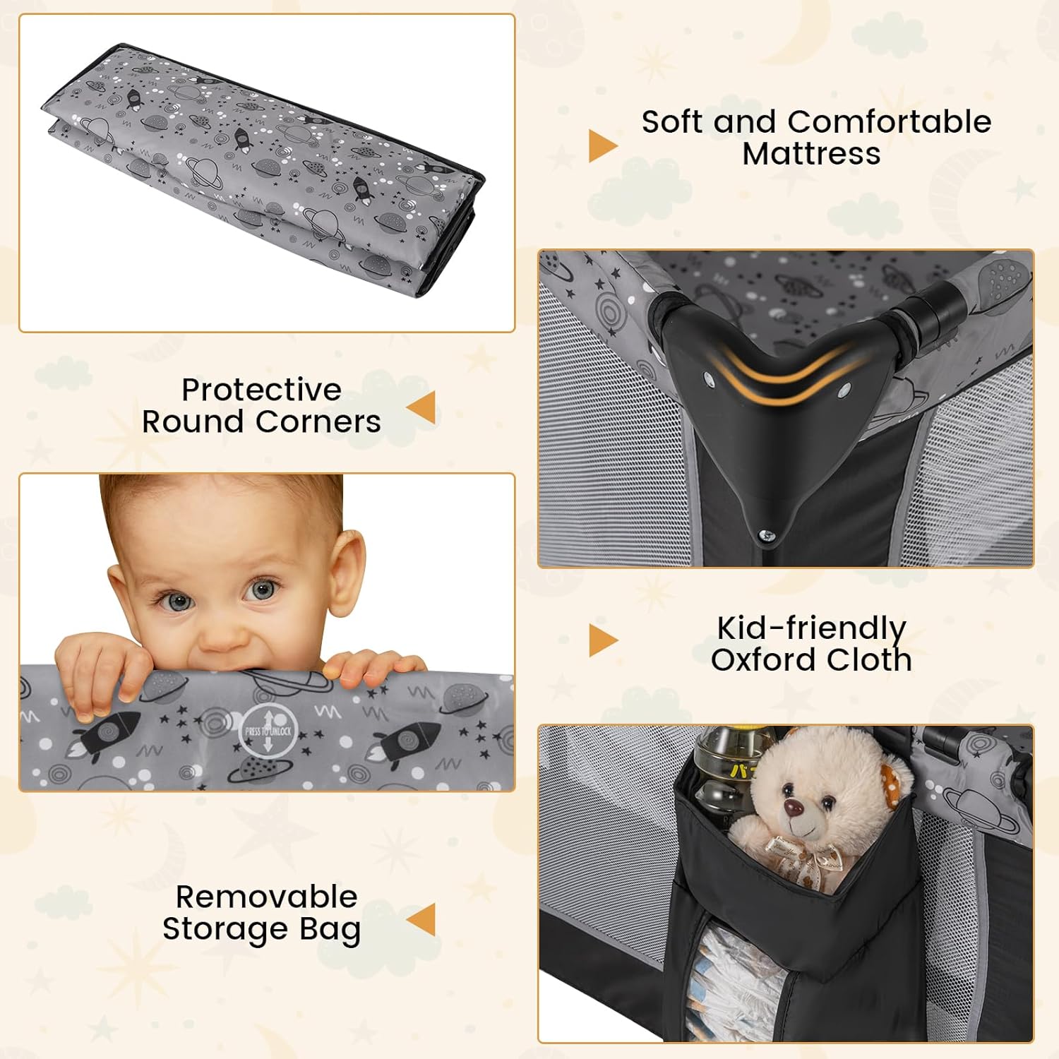 BABY JOY 3 en 1 Pack and Play, corralito portátil para bebé con moisés,...